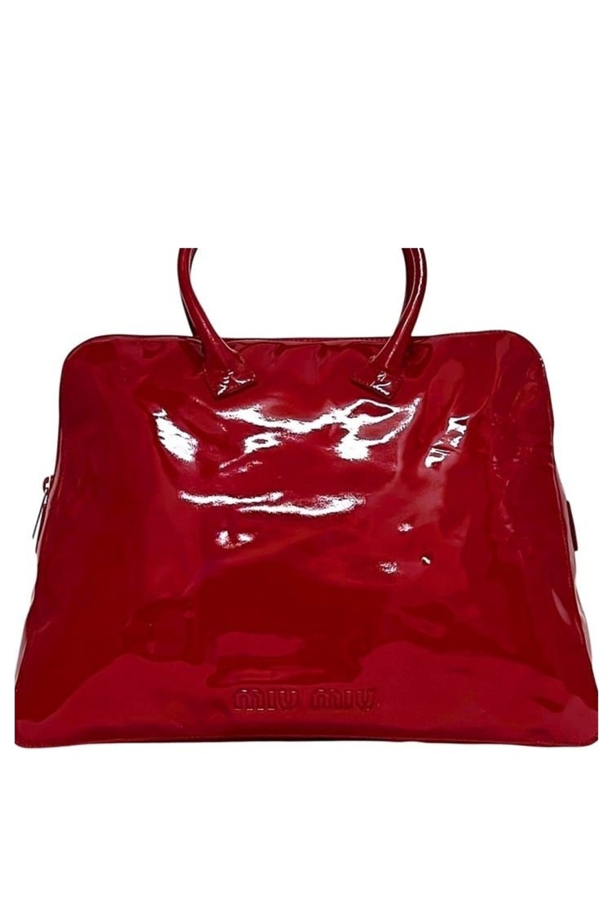 Miu Miu Tote 31 Patent Red Vintage Boston Bag